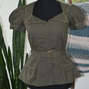 Pin-up Military Style Top